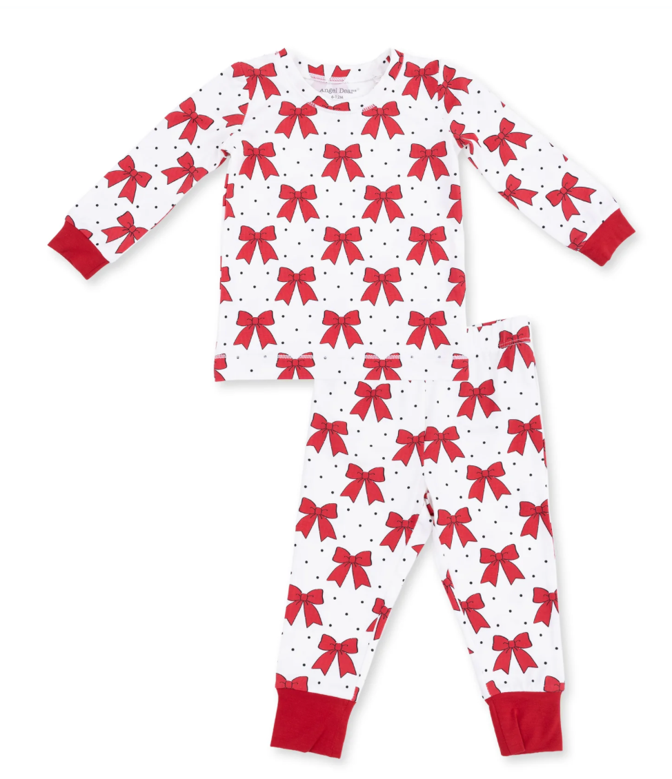 Angel Dear Festive Bows Patterned Longe Sleeve Loungeware Set