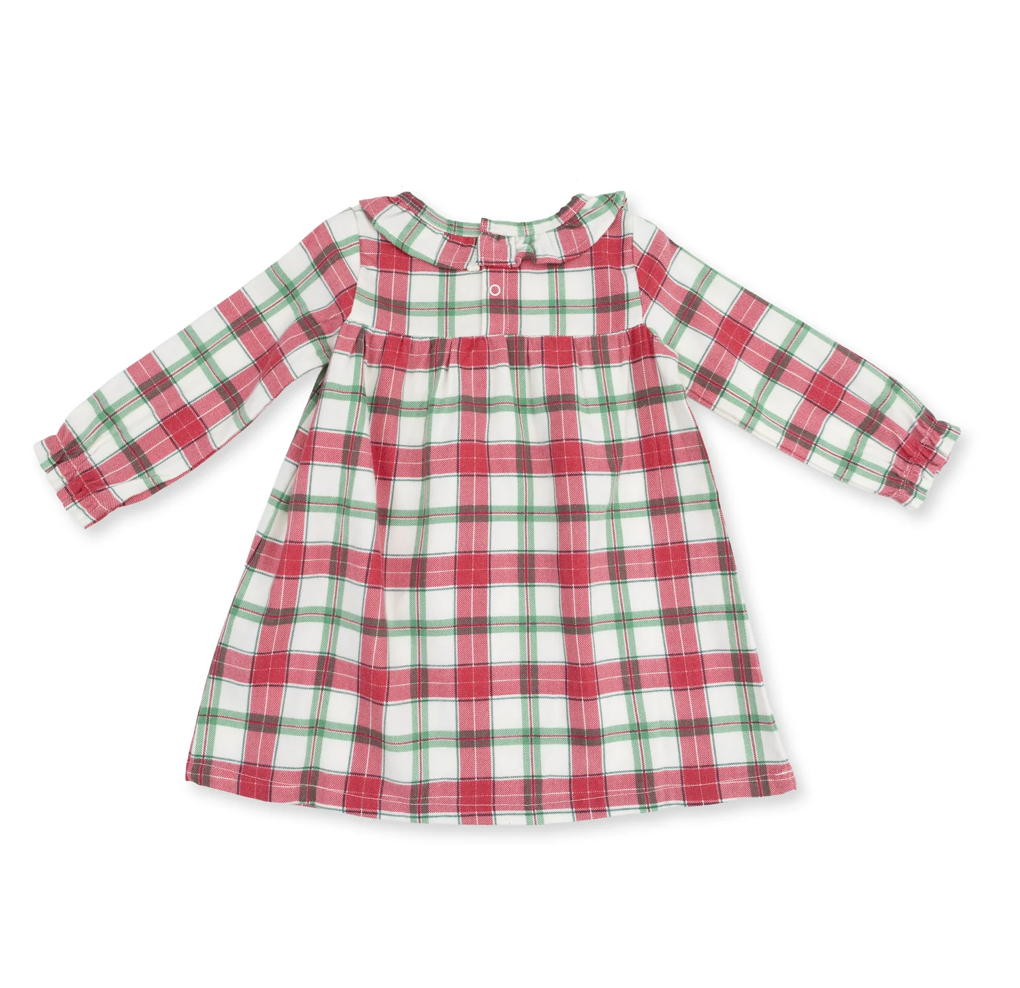 Angel Dear Holiday Plaid - Long Sleeve Gown With Ruffle Collar