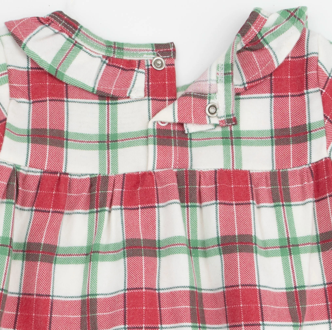Angel Dear Holiday Plaid - Long Sleeve Gown With Ruffle Collar