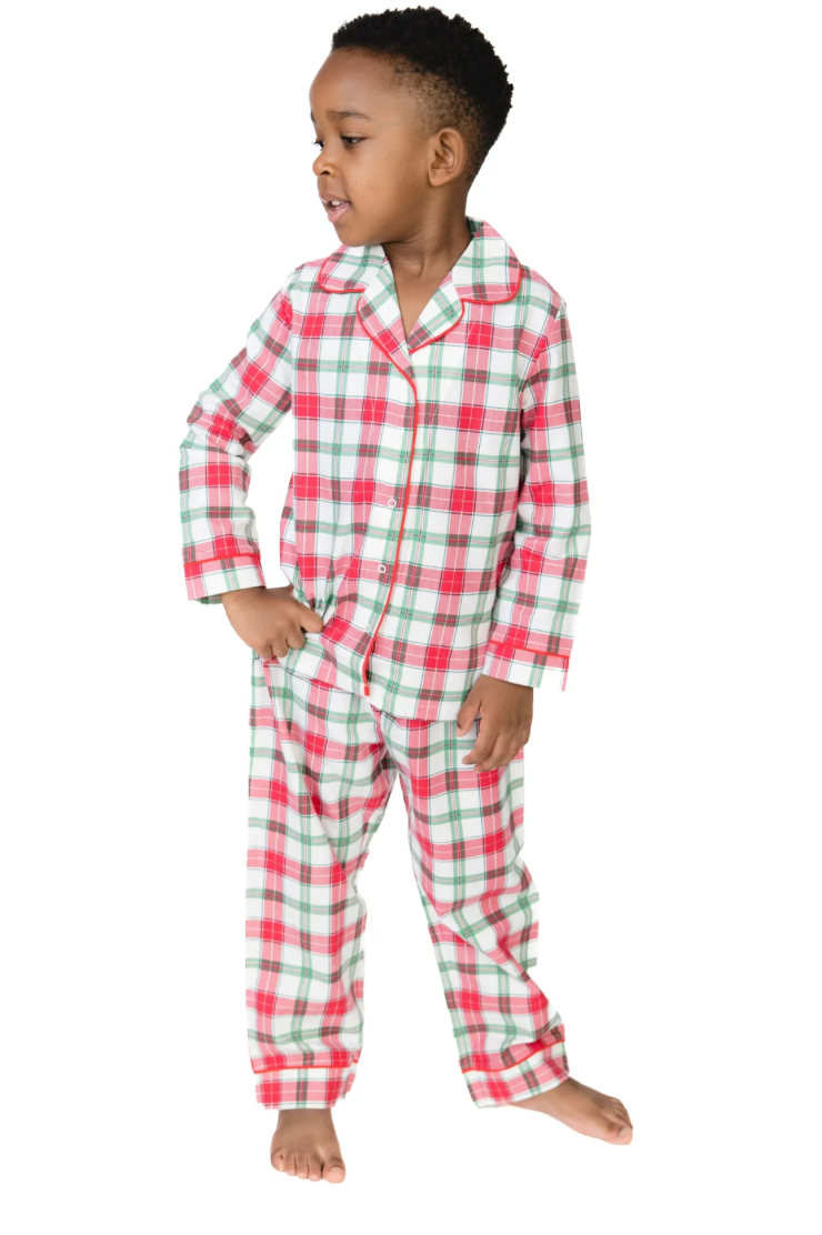 Angel Dear Holiday Plaid - Kids Long Sleeve Coat Style With Pant