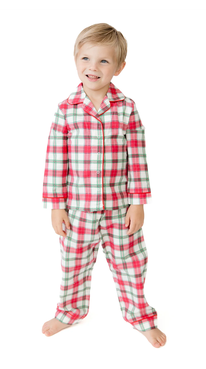 Angel Dear Holiday Plaid - Kids Long Sleeve Coat Style With Pant