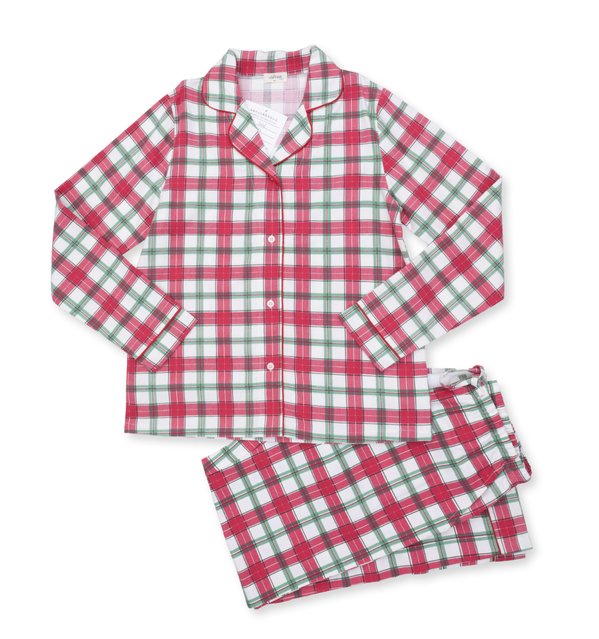 Angel Dear Holiday Plaid - Adult Long Sleeve Coat Style And Pant With Pockets