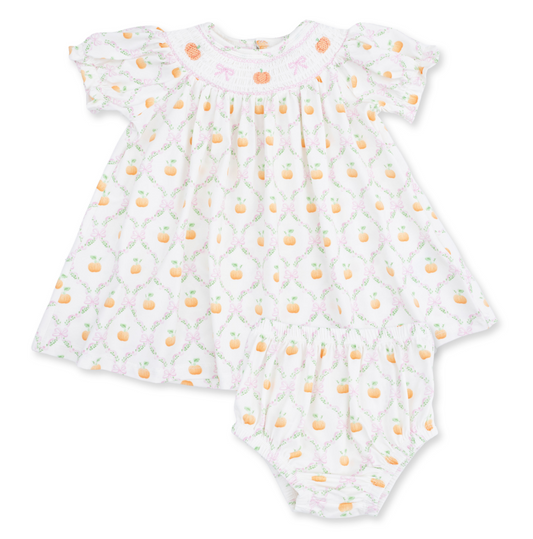 Pretty Pumpkin Trellis- Puff Bishop Dress and Bloomer