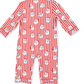 Vintage Santa Stripe - Long Sleeve Coat Style Romper
