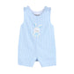 Light Blue Gingham Easter Bunny Applique Shortalls