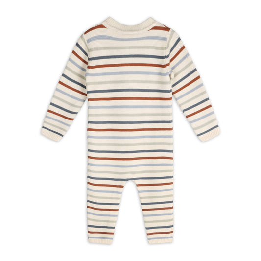 Multicolor Stripe Chunky Sweater Knit Baby Jumpsuit -Organic