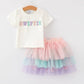 Cotton “SWIFTIE” Applique T-shirt +Gauze Skirt Girls Set