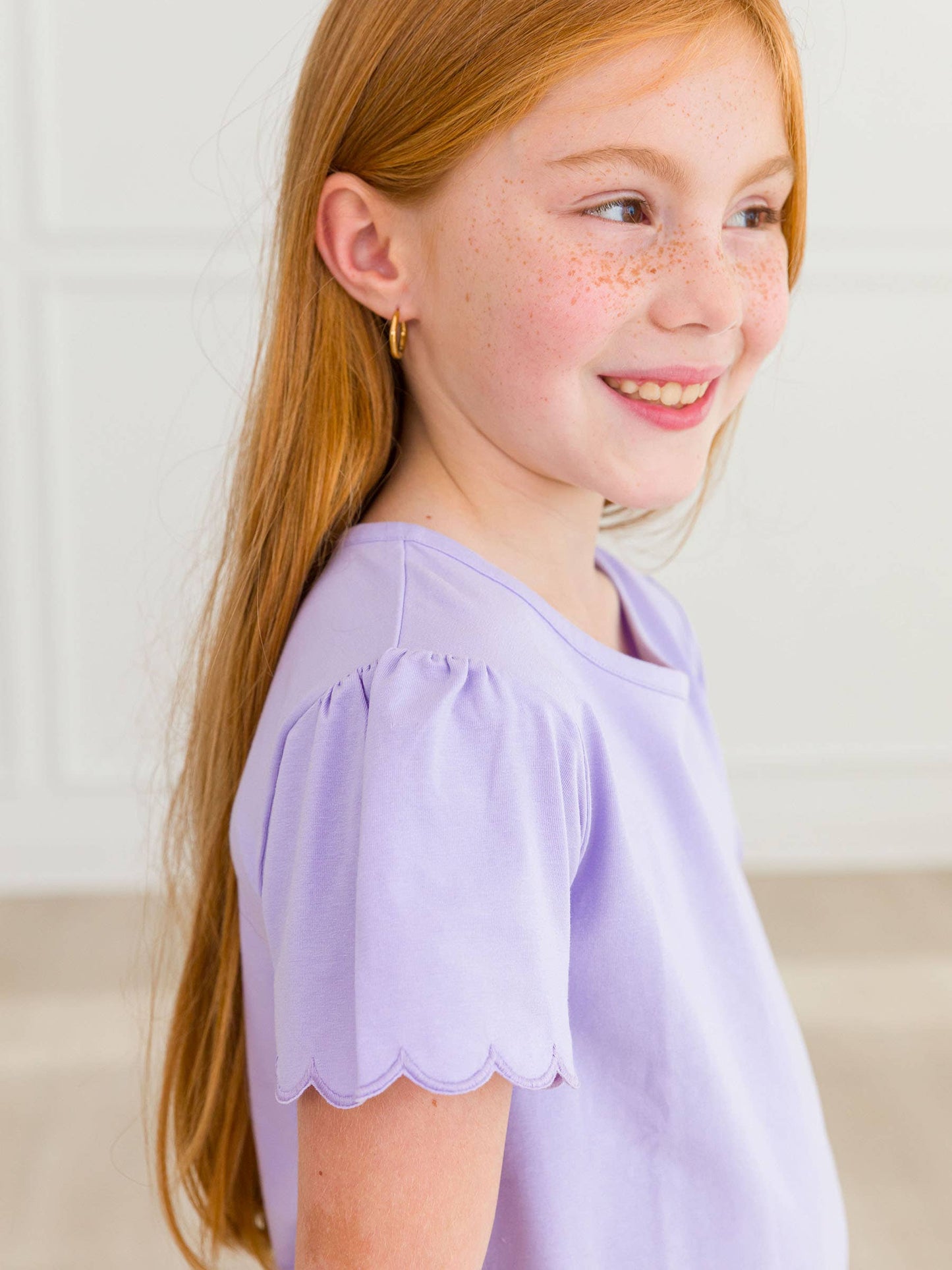 Girls Lavender Scallop Tee