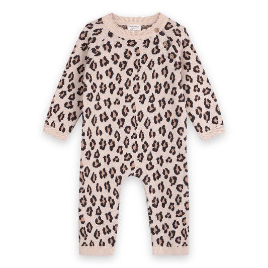Leopard Jacquard Knit Baby Jumpsuit (Organic Cotton)