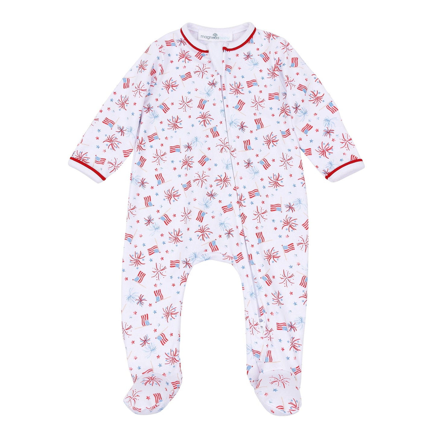 A Sparkly Fourth Print Zip Footie
