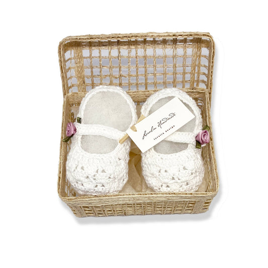 White Rose Mary Jane Booties