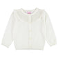 Girls Off-White Sweater Knit Ruffle Trim Cardigan