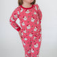 SoftSnooze™ Toddler Girls Bamboo Viscose Red Dear Santa Ruffle Long Sleeve Pajama Set with Signature Rear Ruffles