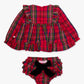 Baby Girls Red Nicholas Plaid Woven Long Sleeve Waterfall Bow Swing Top & Bloomer Set