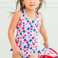 Girls Shimmer Star-Spangled Cross-Back One Piece Swimsuit