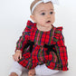 Baby Girls Red Nicholas Plaid Woven Long Sleeve Waterfall Bow Swing Top & Bloomer Set