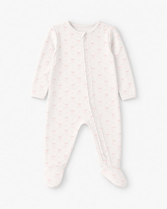 ZIPPER FOOTIE - HEART RIBBON