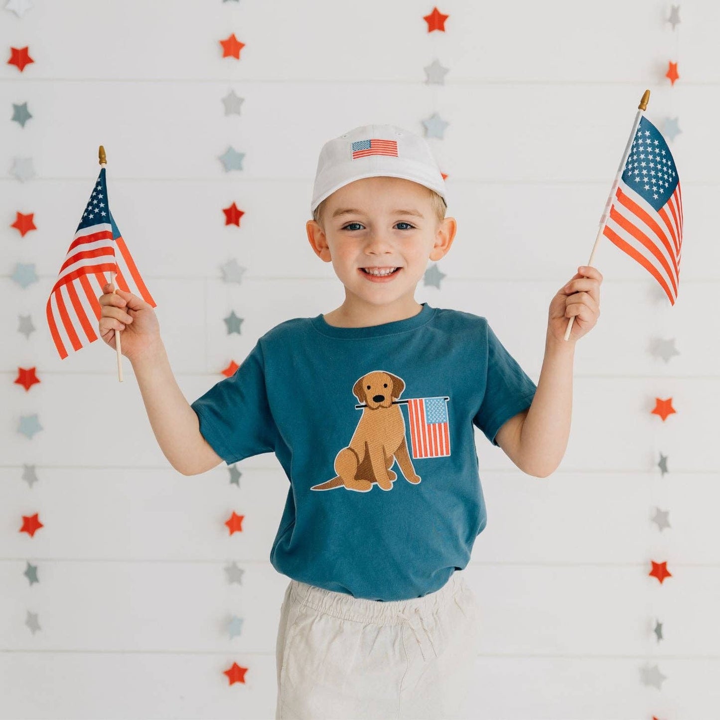 Sweet Wink American Flag Patch Baseball Hat - Fourth of July - Kids