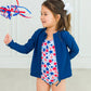 Girls Shimmer Star-Spangled Cross-Back One Piece Swimsuit