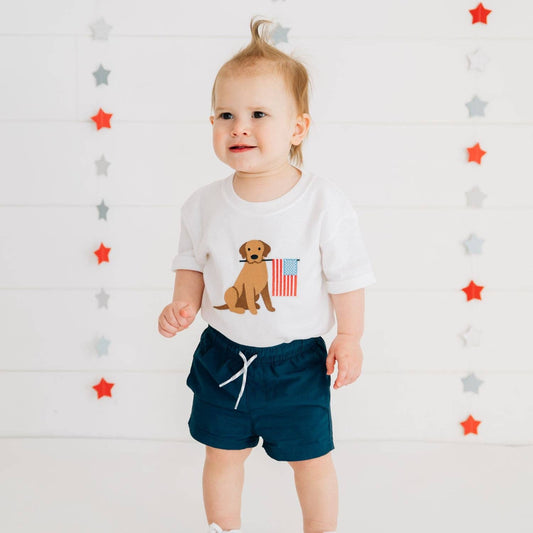 Sweet Wink Patriotic Pup Patch Short Sleeve Romper