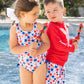 Girls Shimmer Star-Spangled Cross-Back One Piece Swimsuit