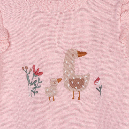 Duck Mommy & Me Embroidered Knit Baby Jumpsuit (Organic)