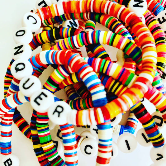 Happy Beaded Vinyl Rainbow Bracelet
