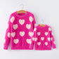 Pink Mommy & Me Heart Print Knit Pullover Sweater