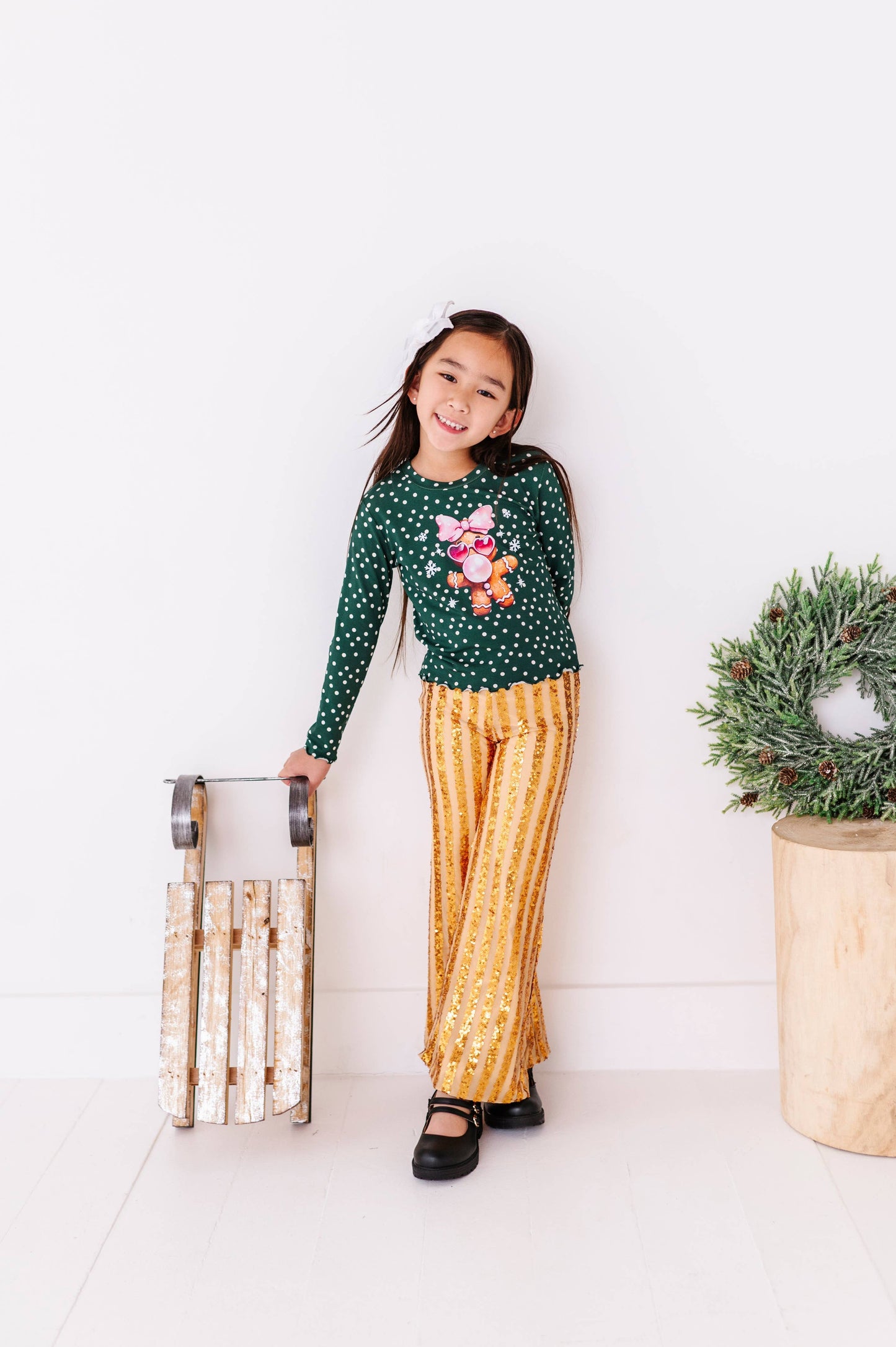 Gold Sequin Stripe | Wide-Leg Pants