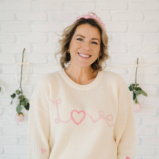 Ditsy Love Valentine's Day Knit Women's Sweater - Mommy & Me