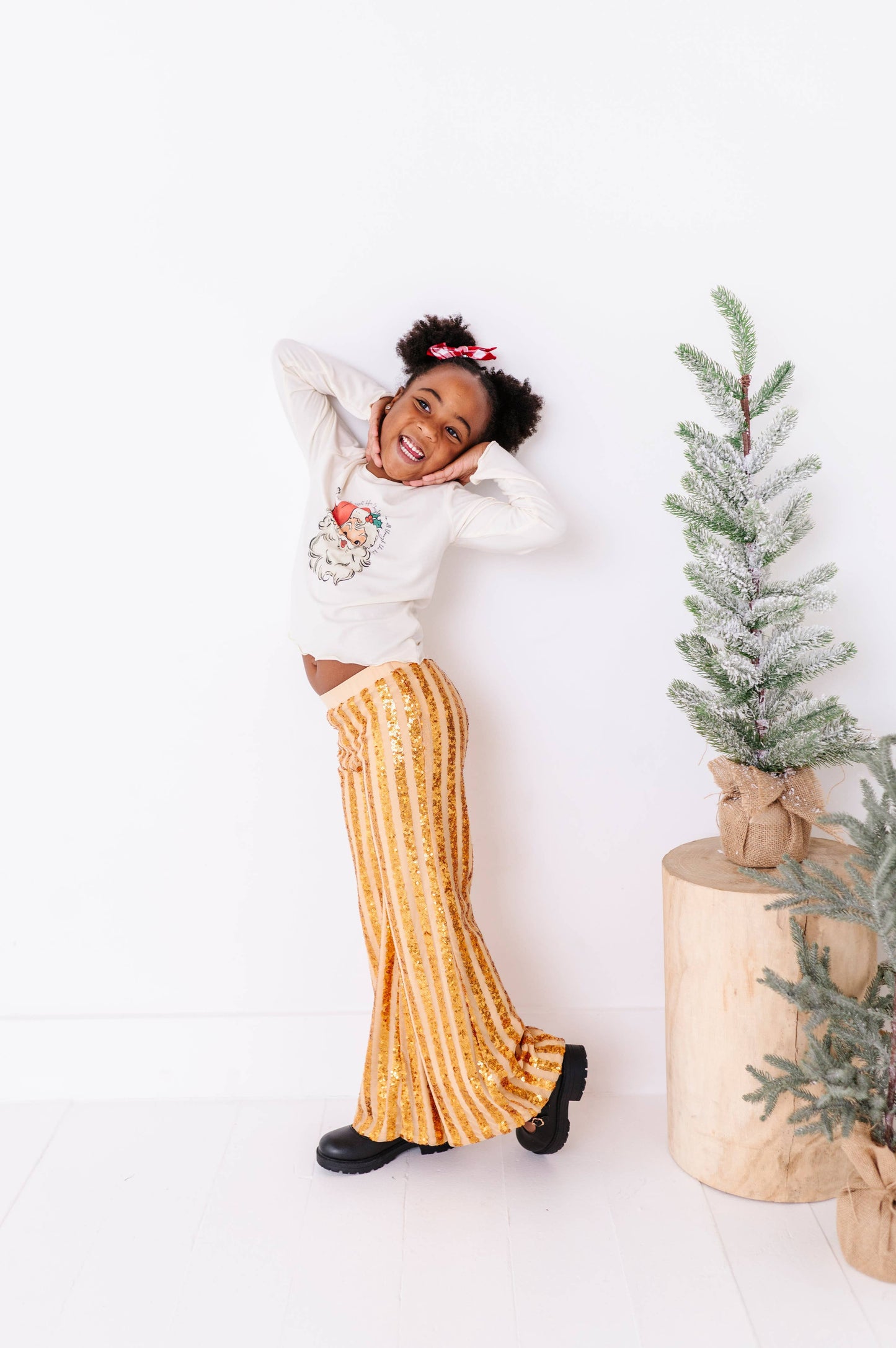 Gold Sequin Stripe | Wide-Leg Pants