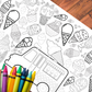 Ice Cream Coloring Tablecloth Summer Activity for Kids