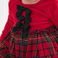 Baby Girls Red Nicholas Plaid Velour & Tulle Long Sleeve Twirl Romper