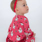 SoftSnooze™ Baby Girls Bamboo Viscose Red Dear Santa Convertible Ruffle One Piece Footie Pajama