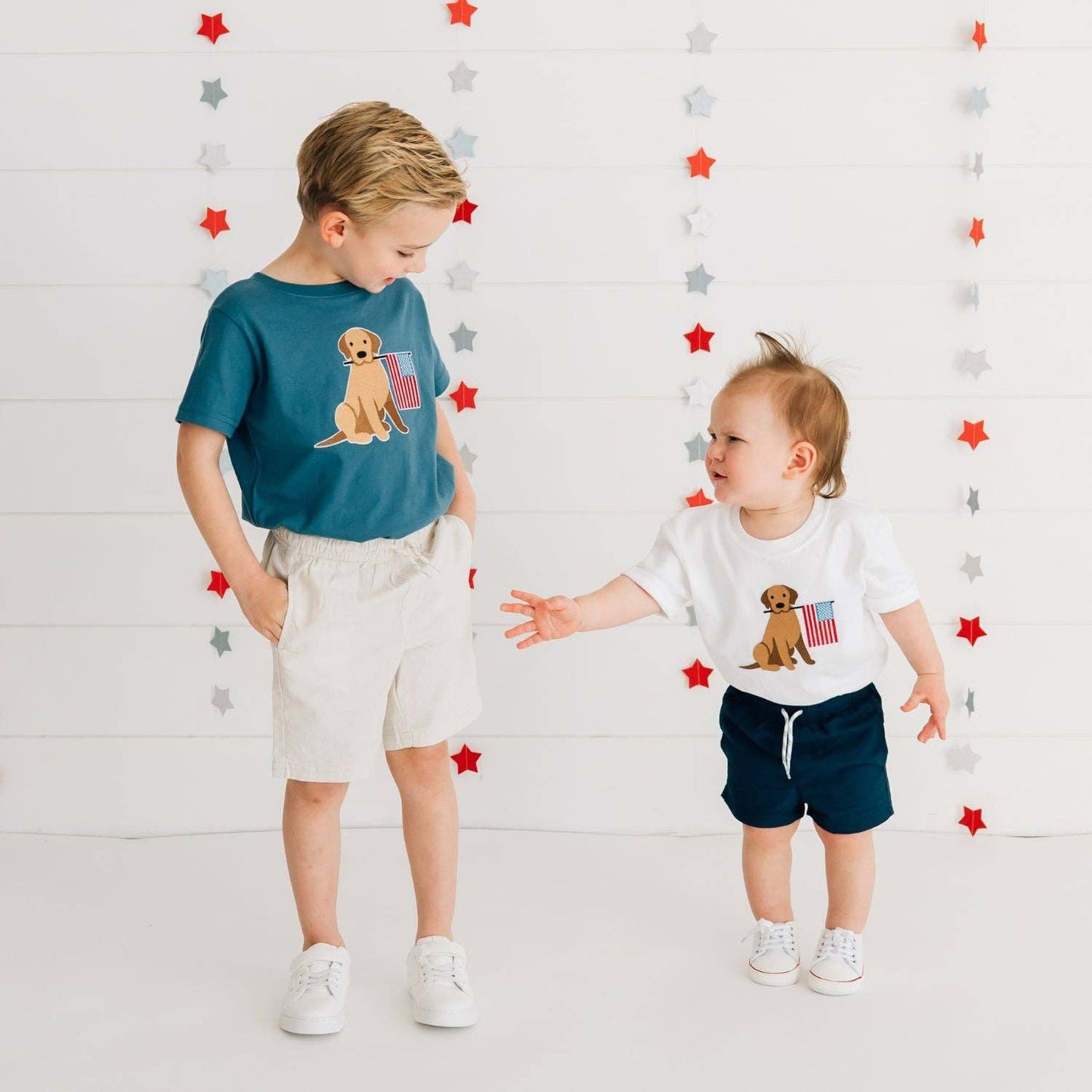Sweet Wink Patriotic Pup Patch Short Sleeve Romper