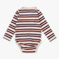 Baby Boys Heather Oatmeal & Rust Stripe Knit Long Sleeve 2-Button Henley Bodysuit