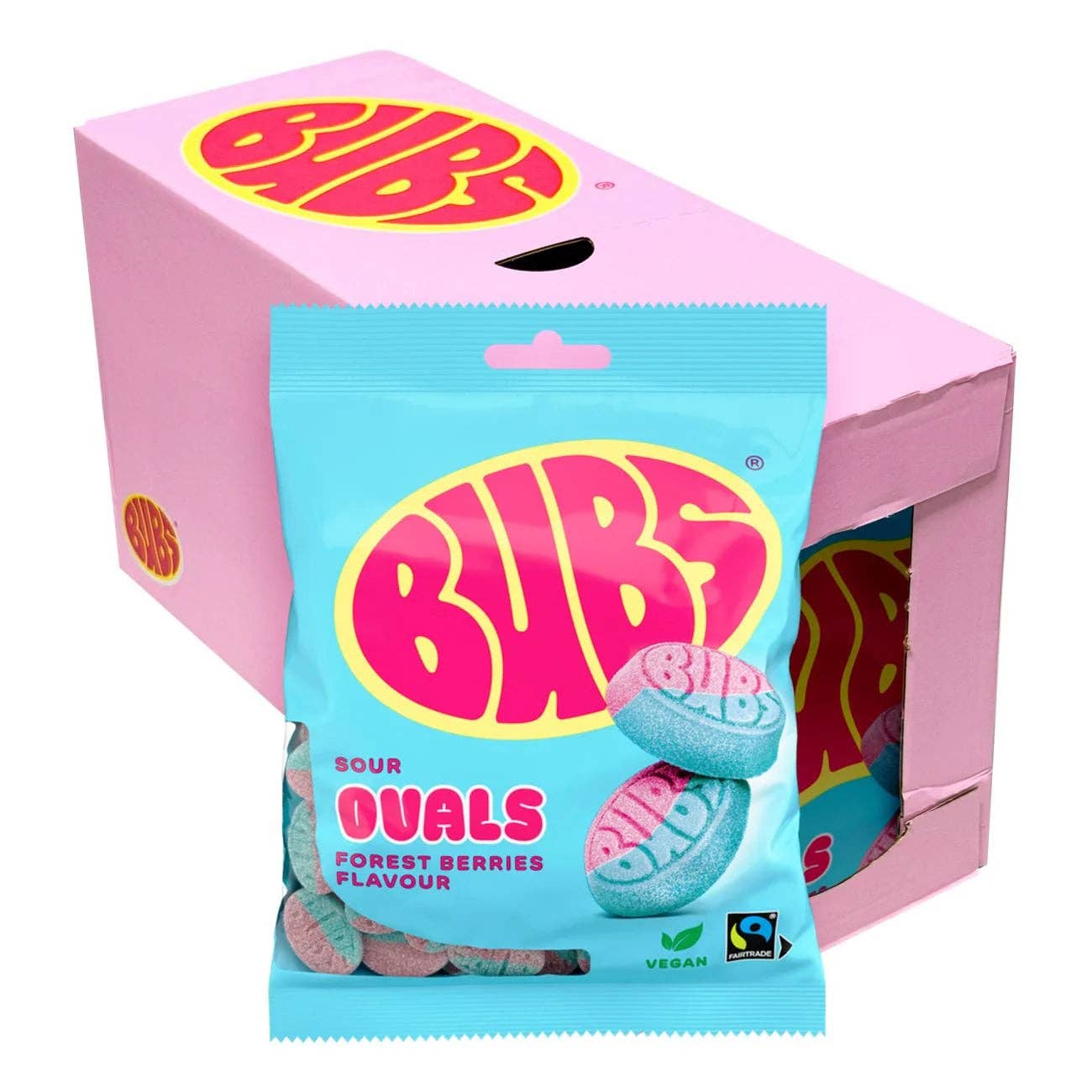 Bubs Swedish Candy - Sour Forrest Berries Raspberry / Blueberry - 12 Pack Case