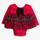 Baby Girls Red Nicholas Plaid Velour & Tulle Long Sleeve Twirl Romper