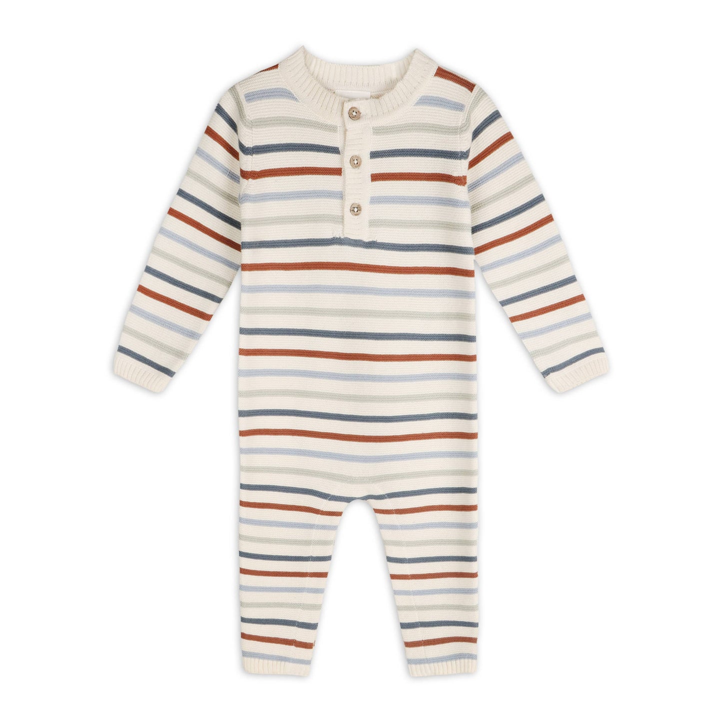Multicolor Stripe Chunky Sweater Knit Baby Jumpsuit -Organic