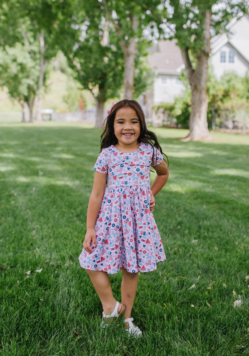 Ollie Jay Classic Twirl Dress in Pink Celebration