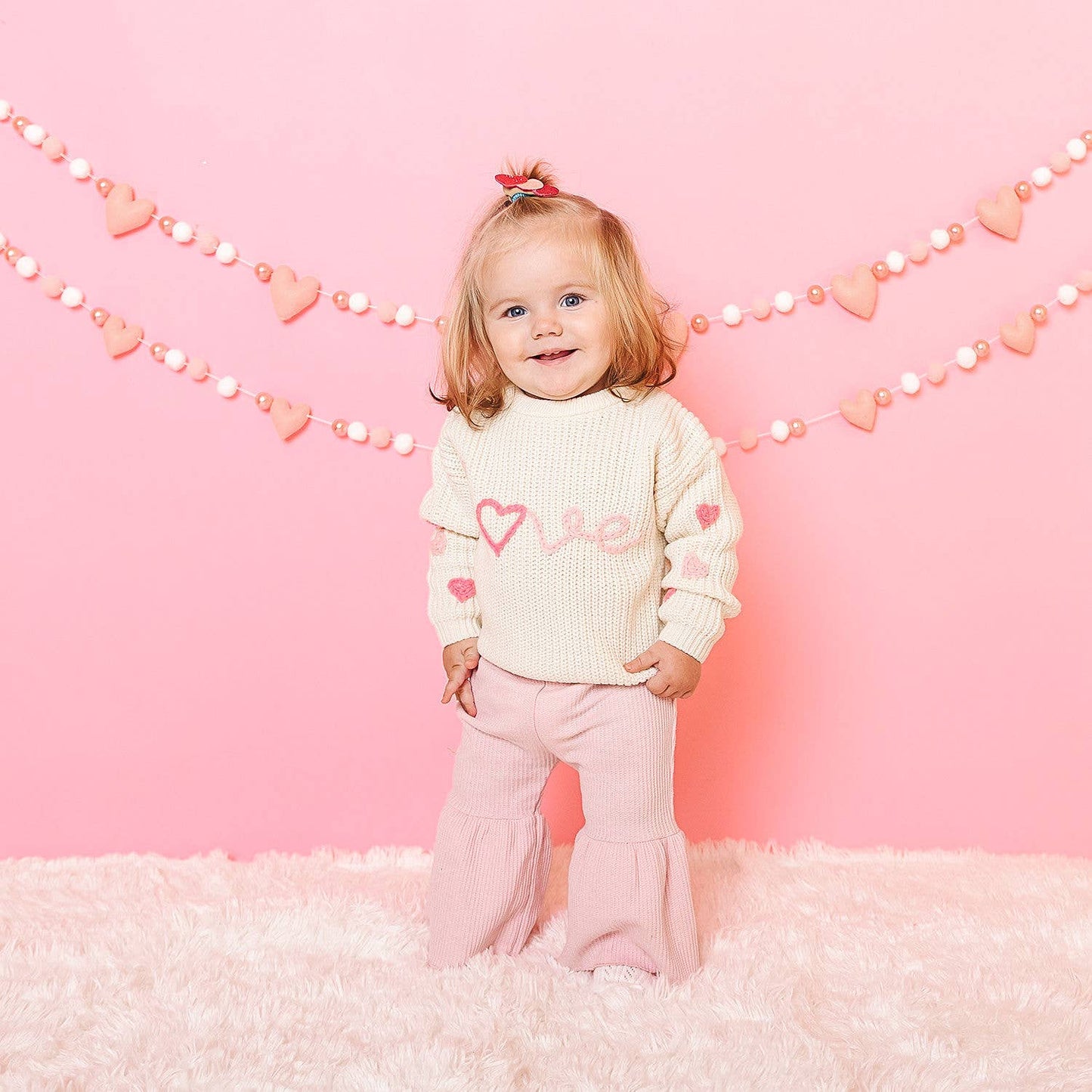 Ditsy Love Valentine's Day Matching Knit Sweater - Kids