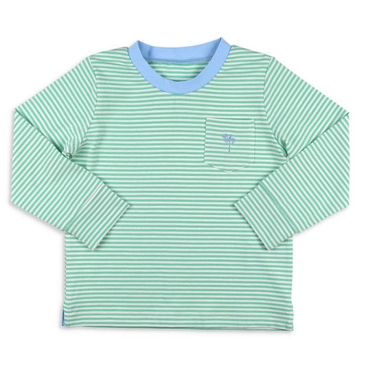 Boys Pocket Shirt - Green Stripe