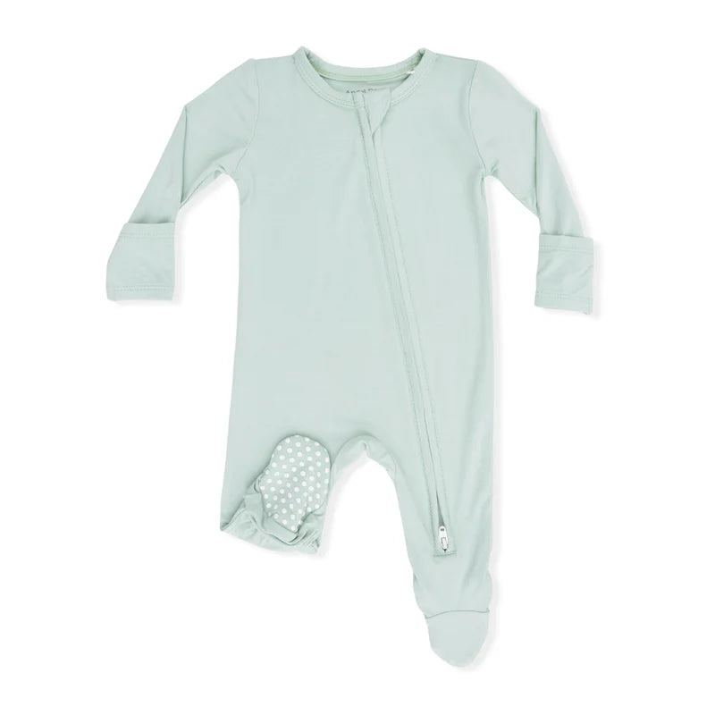 Solid Cameo Green - 2 Way Zipper Footie