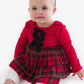 Baby Girls Red Nicholas Plaid Velour & Tulle Long Sleeve Twirl Romper