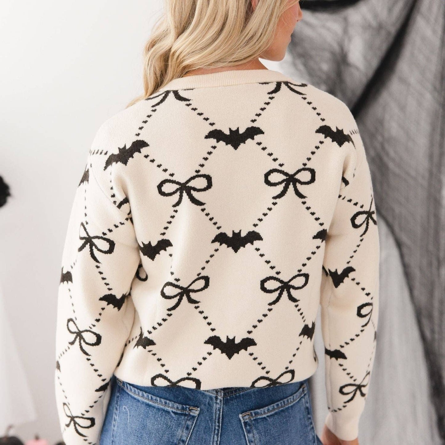Bat Trellis Halloween Women's Sweater - Mommy and Me