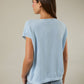 ROUND NECK COVERED SHOULDER LEMON PATCHED KNIT TOP