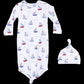 Sailboats Blue - Knotted Gown and Hat