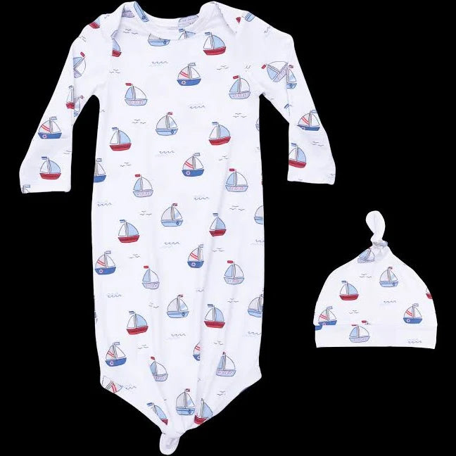 Sailboats Blue - Knotted Gown and Hat