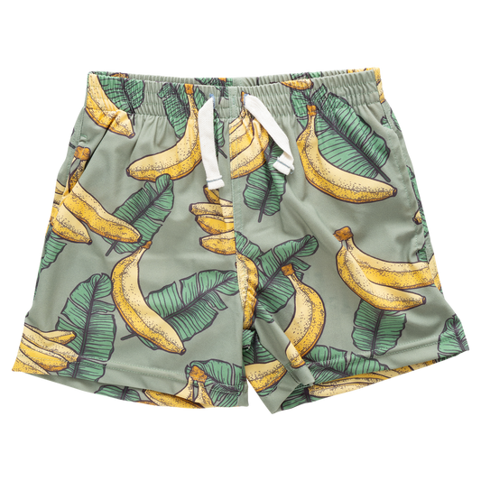 Boys Swim Trunk - Green Banana Leaves